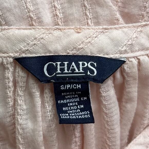 Ralph Lauren Chaps Top Women's Small Pink Embroidered Striped Casual Shirt - Picture 5 of 8